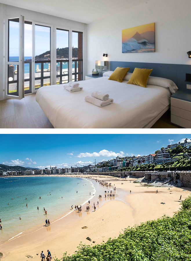 Appartements sur la plage de la Concha à San Sebastián